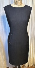 Calvin Klein Womens Grey/Blk Sleeveless Fitted Midi Dress Sz 2 Used