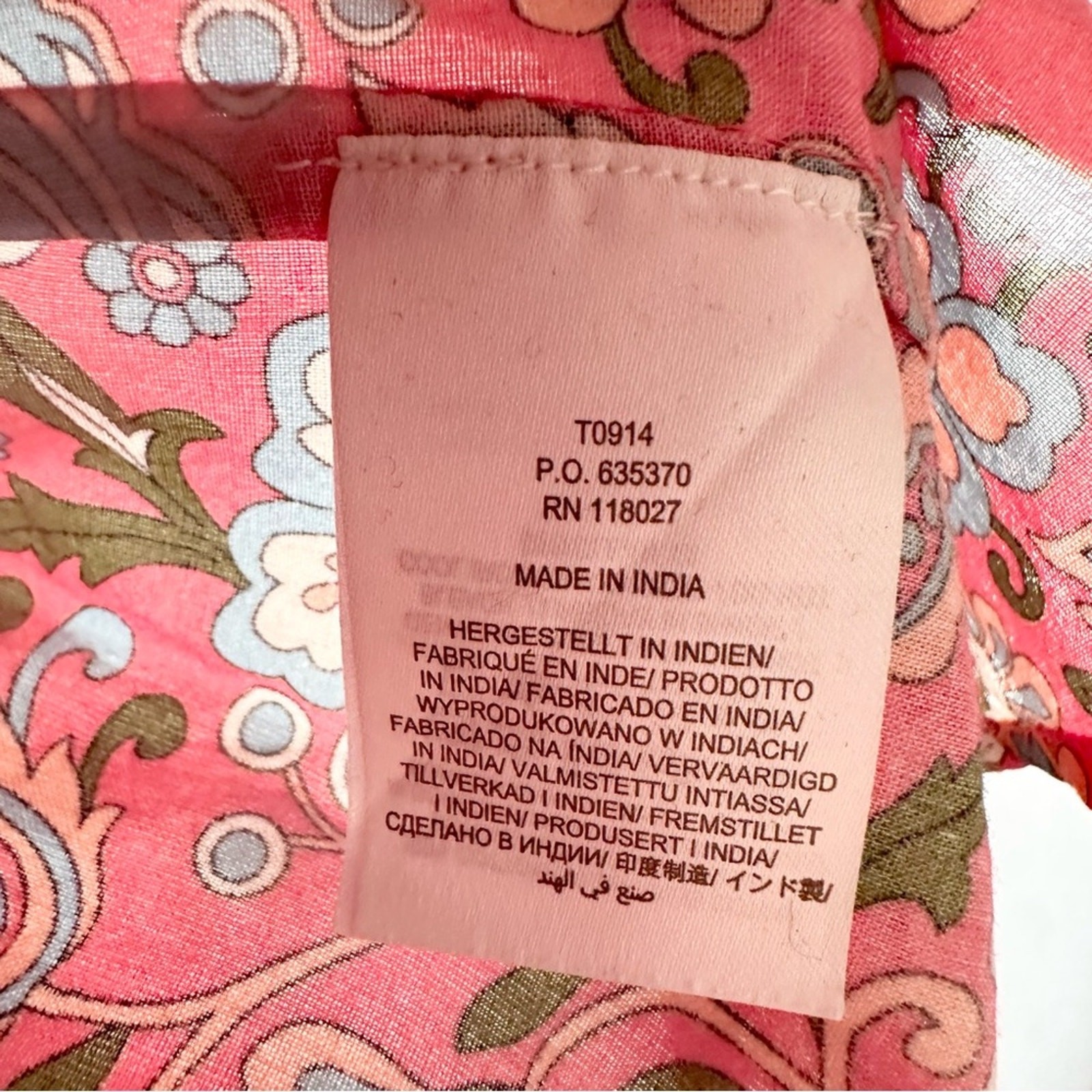 Boden Red Smocked Cuff Printed Split Neck Top Rad… - image 10