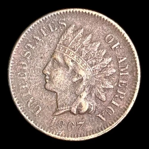Scarce 1867 Indian Head Cent, XF