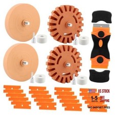 Decal Remover Eraser Wheel Tool Kit with Drill Adapter and Plastic Scraper, 4