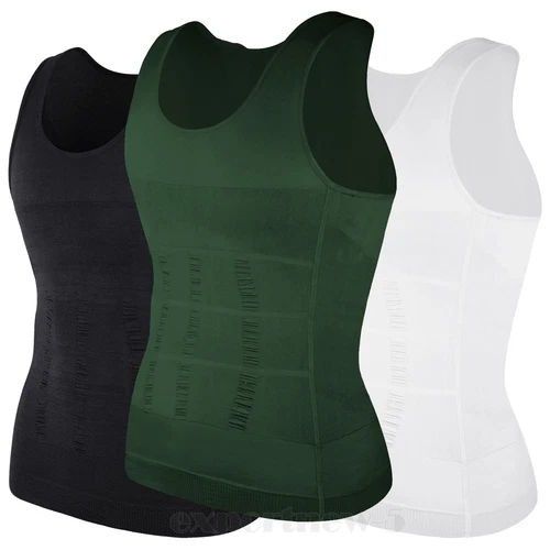 Herren 3er-Pack Schlank Body Shaper Haltung Korrektur Weste Bauch Kompression Tops USA - Bild 54 von 56