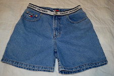 Vintage TOMMY HILFIGER waistband spellout Women's shorts 29" Waist Sz 10 RARE