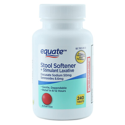 Equate Stool Softener Plus Stimulant Laxative Tablets for Constipation 240 Count