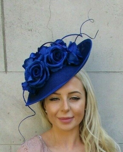 Large Royal Blue Rose Flower Feather 