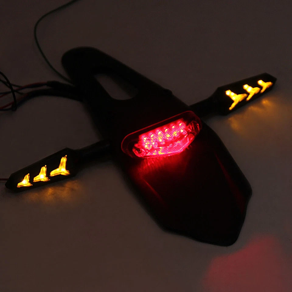 LED Rear Fender Brake Turn Signals Tail Light License Plate For Enduro Dirt Bike - Image 4 of 4