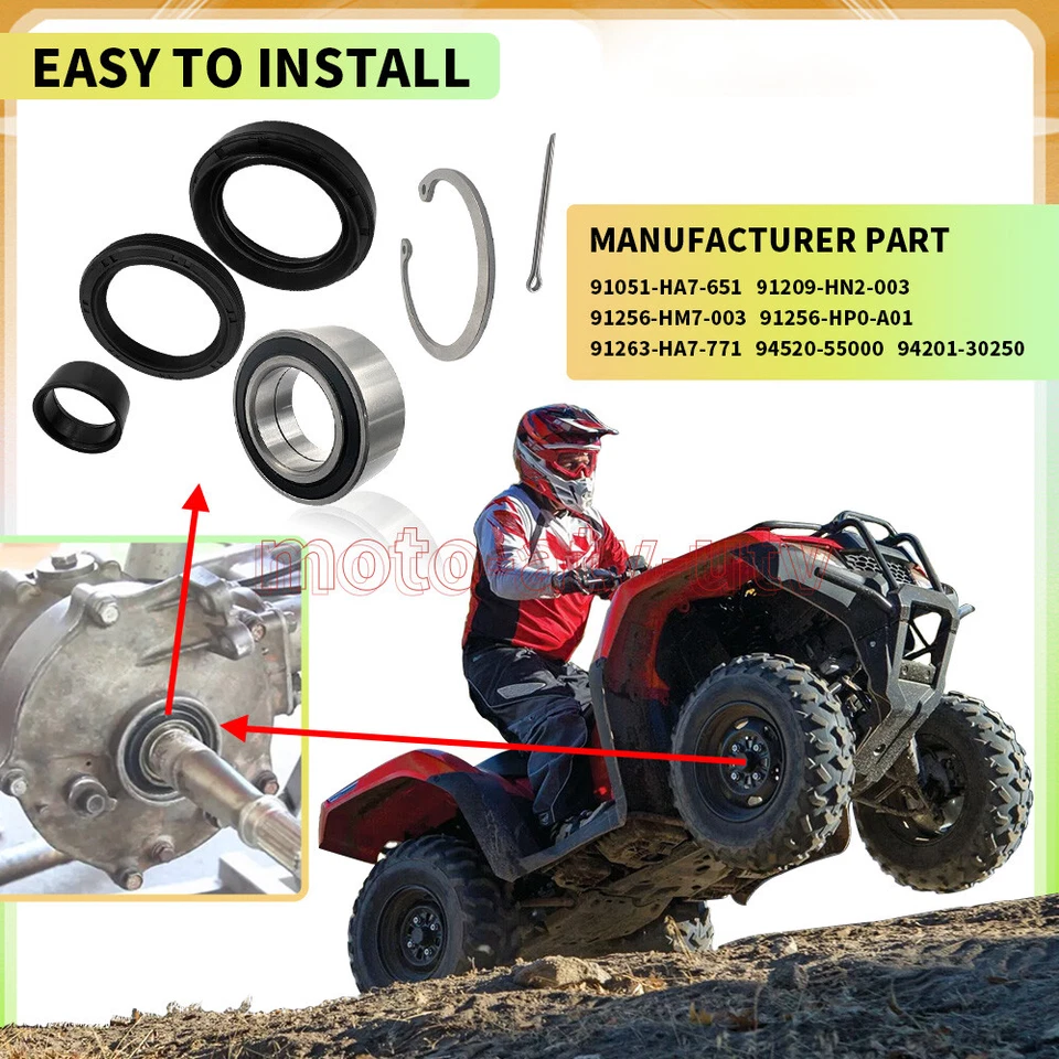 Front Wheel Bearings & Seals Kit for Honda Foreman 400 4x4 TRX400FW 1995-2003 Foto 3 de 4