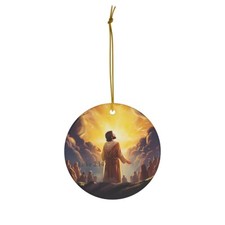 Hanging Ceramic Christmas Tree Ornament - Luke 2:14 Glory to God Highest Heaven