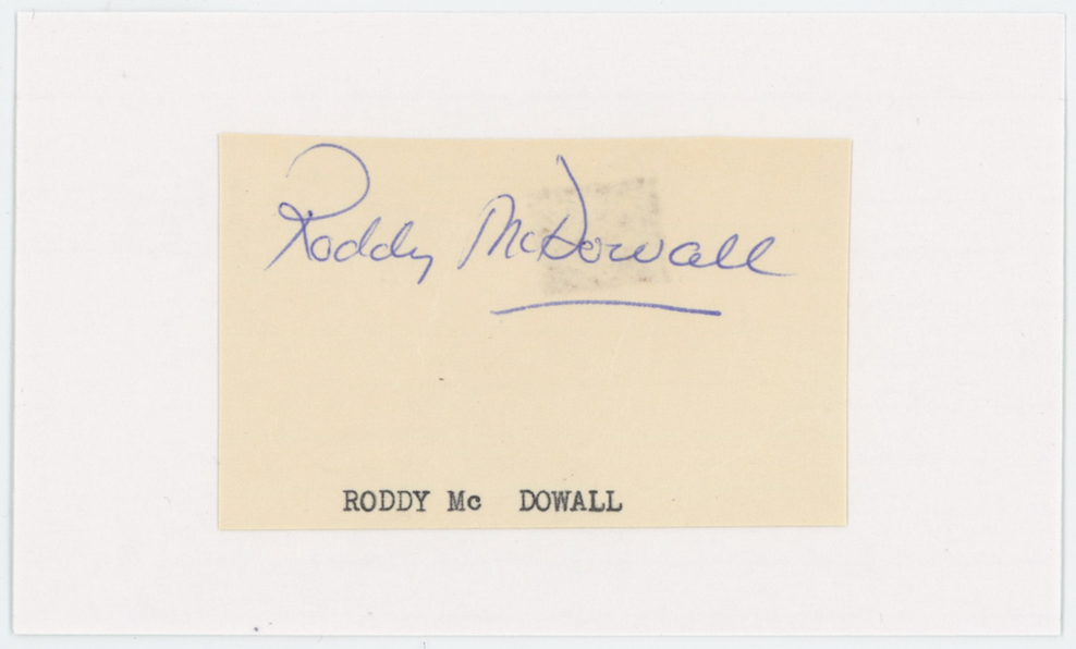 Roddy McDowall Planet Of The Apes Autographed Signed Index Card AMCo COA 27905