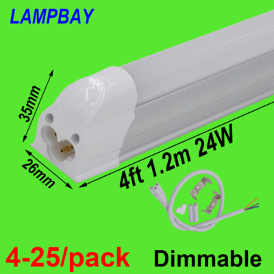 Dimmable T5 integrated LED Tube Light 4ft 1.2m 24W  Bulb Slim Bar Lamp 110V 220V