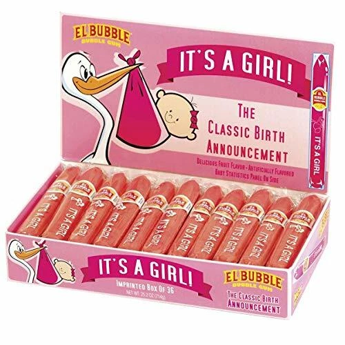 Dubble Bubble It's a Girl! Pink Bubble Gum Gender Reveal Cigars (Pack of 36) - Picture 1 of 6