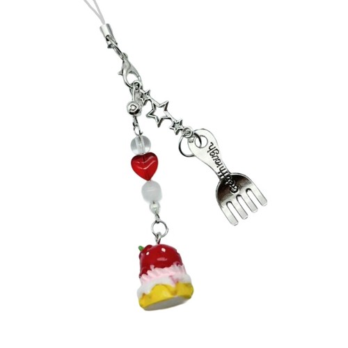 Fashion Small Dessert Fork Pendant Phone Straps Lanyard Pocket Keychain Strap - 第 2/9 張圖片