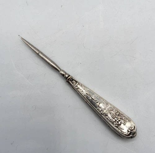 Silver Metal Sewing Spike Flower Basket Decor Mercerie Early 20th Century