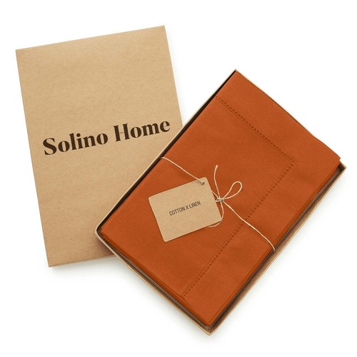 Solino Home Cotton Linen Hemstitch Dinner Napkins 20" for Summer Dining Set of 4 - Picture 54 of 99