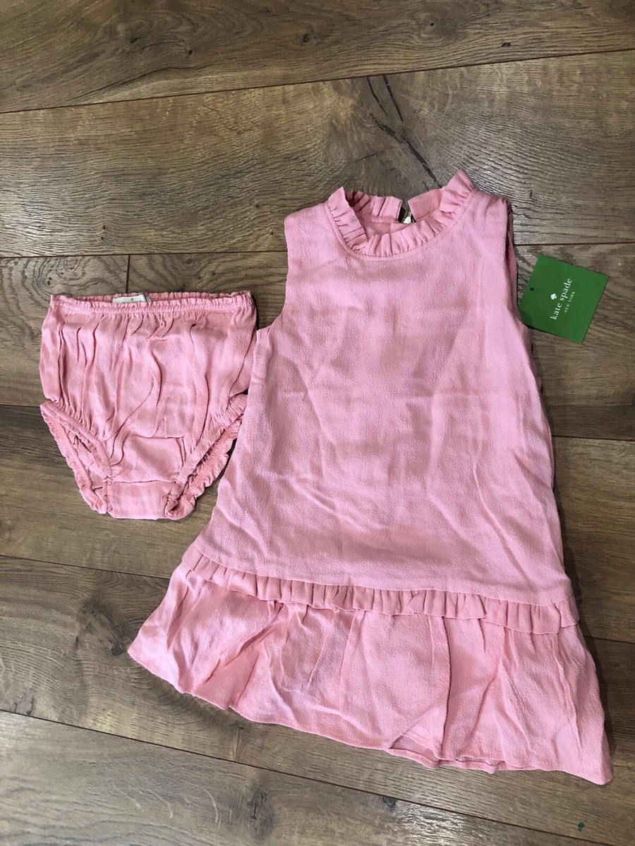 $78 KATE SPADE BABY RUFFLE COLLAR DRESS SET TODDLER GIRL PINK BLOOMER 24 m