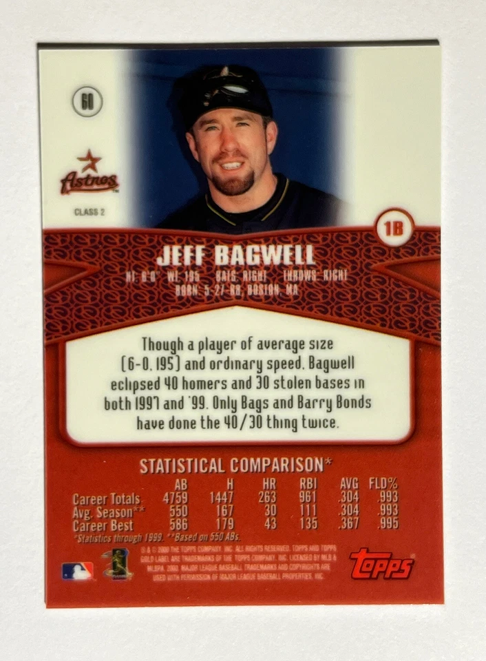 2000 Topps Gold Label - Class 2 #60 Jeff Bagwell - Image 2 of 2