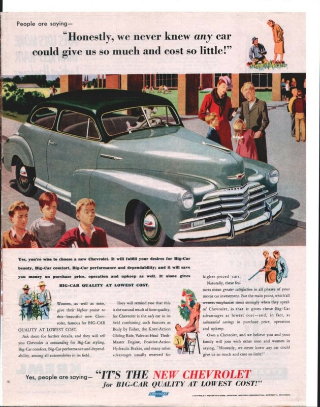 1948 CHEVROLET Original Vintage Auto Promo Ad