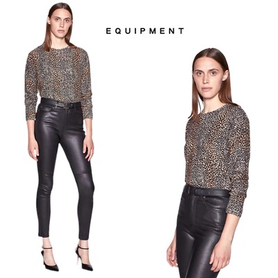 NEW Equipment Women s Raydon Panther Animal Print Sweater Size Medium