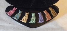 Vintage Plastic Made in France Hair Clip Multi Color Metal Cat Accents