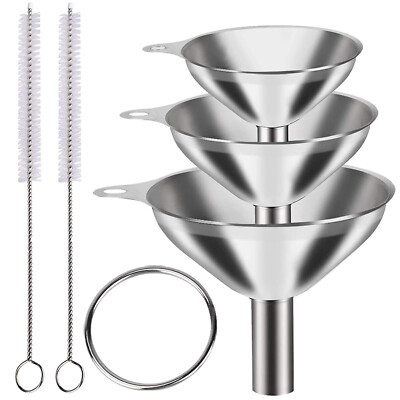 6 Pcs Stainless Steel Mini Funnels for Kitchen Use Large Tiny Small Funnel Set 3