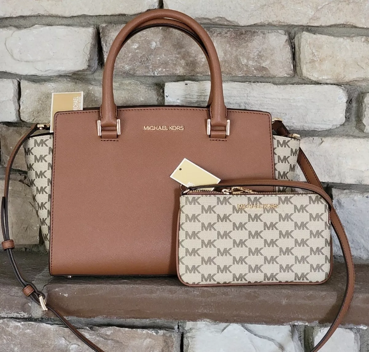 Michael Kors Selma MD Satchel SET Brown eBay