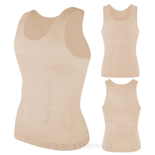 Mens T-shirt Shaper Male Tummy Compression Shapewear Fitness Waist Girdle Vest - Picture 41 of 47