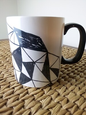 Vintage RE Room Essentials Geometric Art Deco Black White Print Coffee Mug 