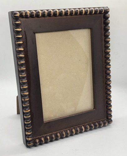 Vintage Beaded Wood Picture Frame Rustic Boho Farmhouse Primitive 5x7 Photo - Picture 6 of 12