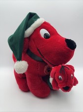 Vintage 1992 Dakin CLIFFORD The Big Red Dog Christmas Plush with Puppy Santa Hat