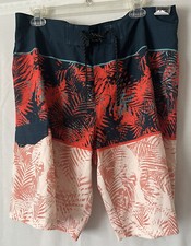 Ocean Current Mens Size 36 Red Board Shorts Tropical All Over Print Front Pocket