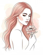 Digital Minimalist Line Art Woman Portrait - Modern Abstract Wall Art Print