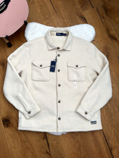 Polo RALPH LAUREN FLEECE camicia GIACCA pile sherpa bianco panna uomo taglia XL NUOVA CON ETICHETTE