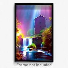 Pixel Art Poster - Meager Mill (8 Bit Psychedelic Trippy Weird Video Game Print)