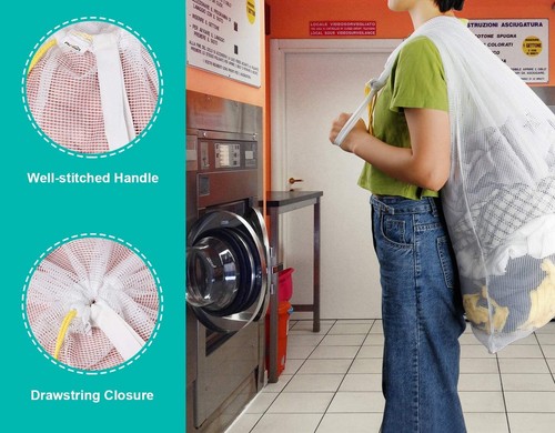 36" x 24" Extra Large Laundry Bag Heavy Duty Drawstring Jumbo Washing Hamper Bag - Picture 7 of 10