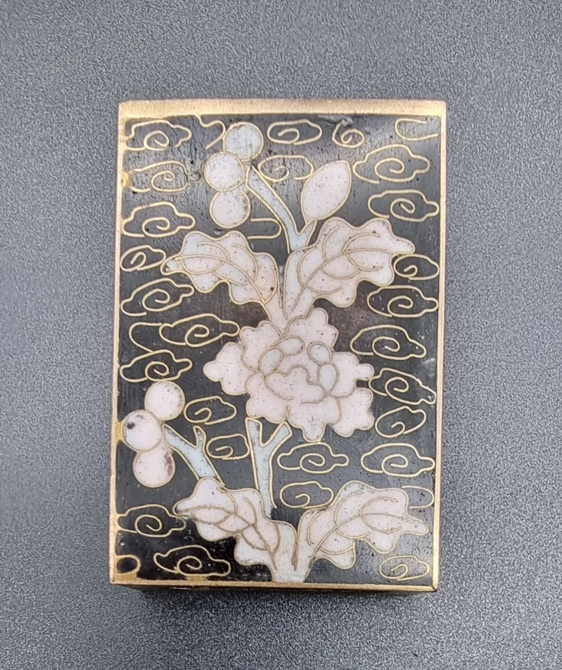 ANTIGUO CLOISONNE JAPONÉS Y ESMALTE COBRE SOPORTE C 1920 Foto 2 de 4