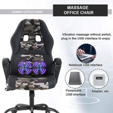 PC Gaming Chair Massage Office Chair Ergonomic Desk Chair Adjustable PU Leather 5