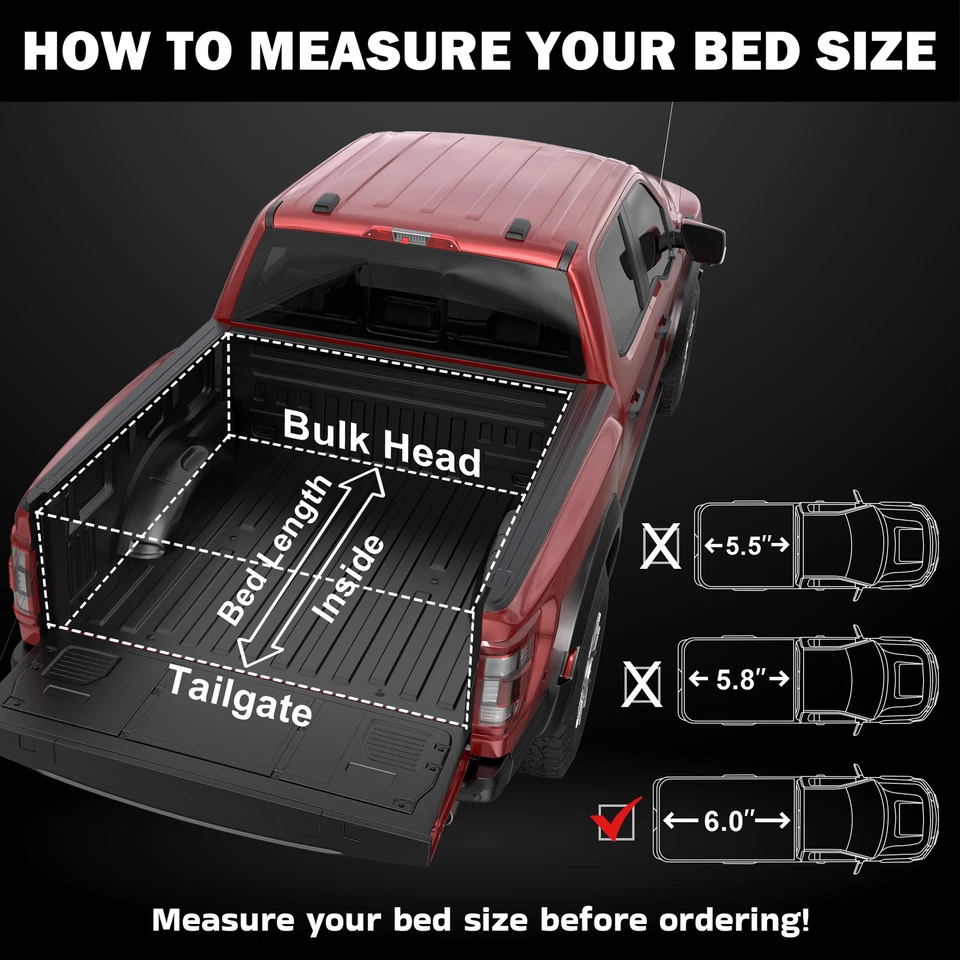 6FT Roll Up Tonneau Cover For 1982-1993 Chevrolet S10 GMC S15 Truck Bed W/ Led Foto 2 de 4