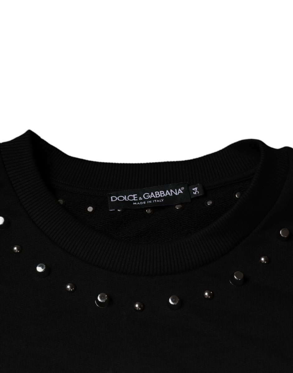 美品 DOLCE & GABBANA ロゴ スウェット XL 黒 Jersey sweatshirt with branded tag in Black for Men