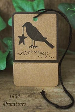 100 Primitive CROW Kraft Hang Tags ~ Pre-Strung & Perforated for Price