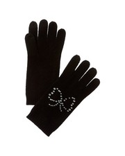 Sofiacashmere Heatset Bow Cashmere Gloves Women's Black Os