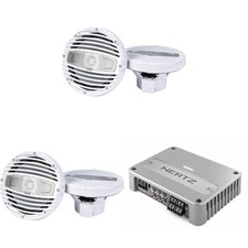 Hertz 2 Pairs HMX 6.5-TW 6 1/2" White Sport Grill Coaxial Marine Speakers wit...