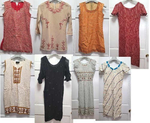 LOT: 8 Women's Kurta Tops & Salwar Kameez Pant Dupatta Sets - 34-35" Chest