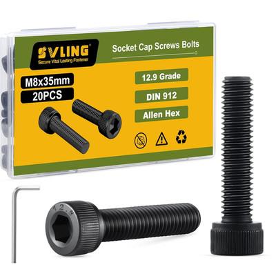 M8-1.25 X 35Mm Bolt, 20PCS M8 Hex Socket Head Cap Screws Bolts, 12.9 Grade Alloy