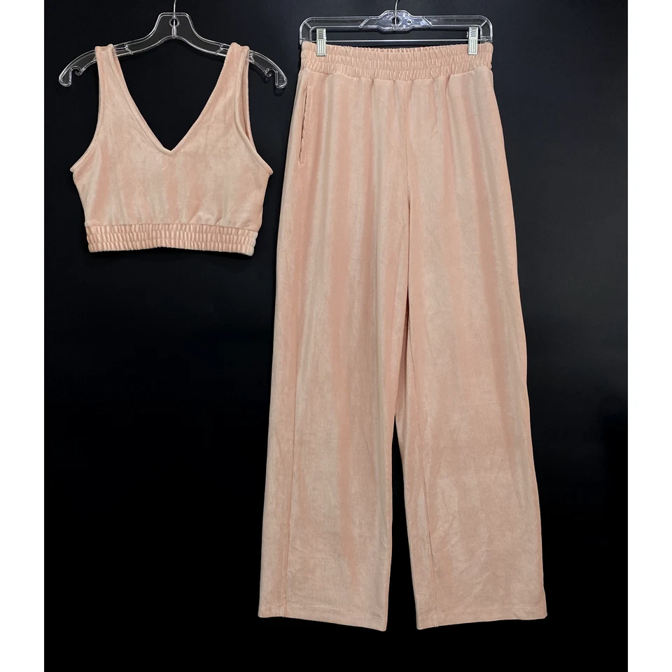 Camiseta sin mangas y pantalones Double Zero para mujer 2 piezas picantes pequeños rosa ropa de calle Foto 2 de 4