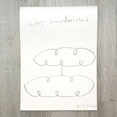 Loop Sandwiches. Black Crayon On Paper