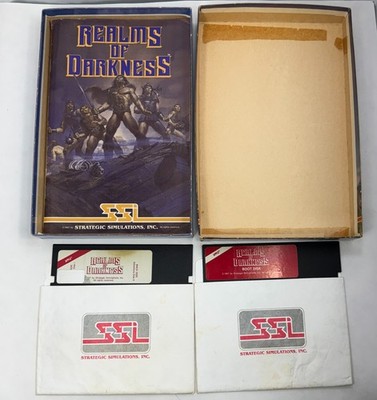 Realms of Darkness 1987 Apple II Complete CIB Game Floppy Disks Maps Untested