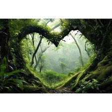 AWERT 48x18 inches Polyester Tropical Rainforest Terrarium Background Stream ...