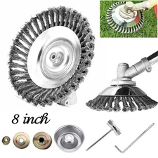 New 8 Inch Steel Wire Wheel Brush Grass Trimmer Head Weed With Adapter Kit US