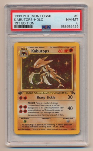 Kabutops (1st Edition) graded PSA 8 for sale on eBay