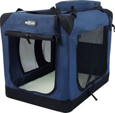ELITEFIELD Soft Dog Crate 3-Door Folding with Carrying Bag Blue, 24"X18"X21"