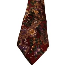 Men's Necktie Cambridge Classic Italian Silk Maroon Floral Print Made In USA